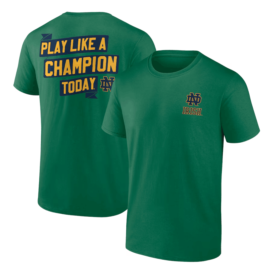 Men's Green Notre Dame Fighting Irish Play Like A Champion Today 2-Hit T-Shirt